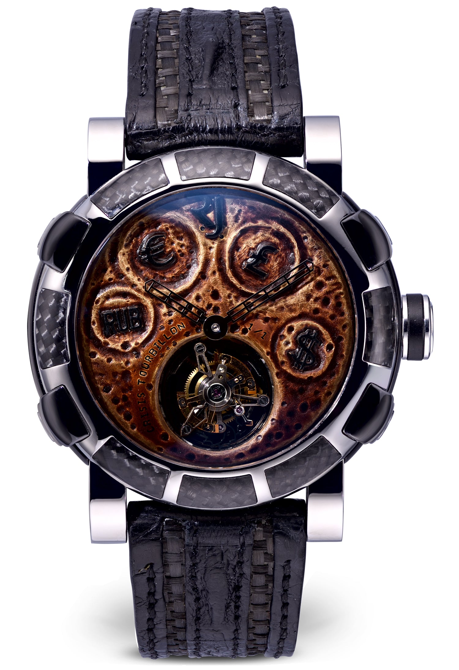 Romain Jerome Rusted steel T-oxy III Tourbillon black Extreme Stainless Steel Mens Watch