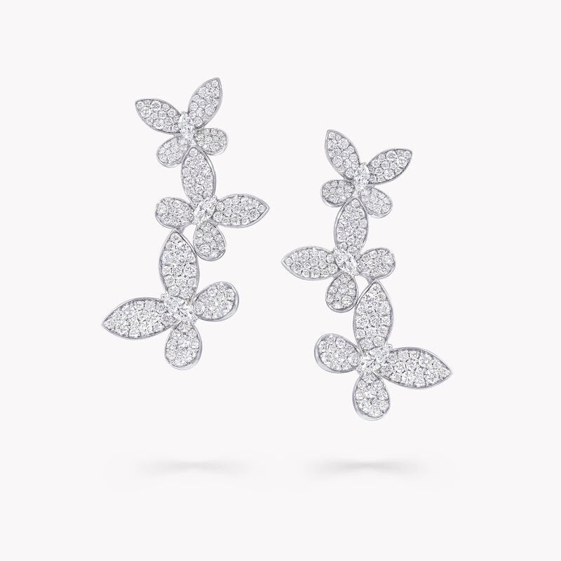 Graff Triple Pavé Butterfly Diamond Drop Earrings