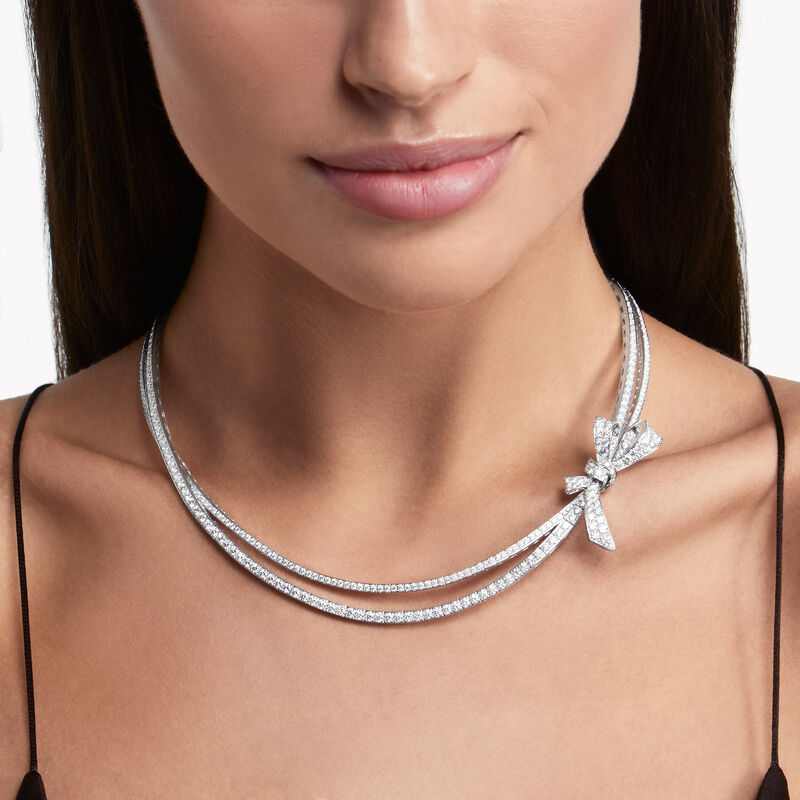 Diamond Double Strand Knot Necklace, White Gold - Graff
