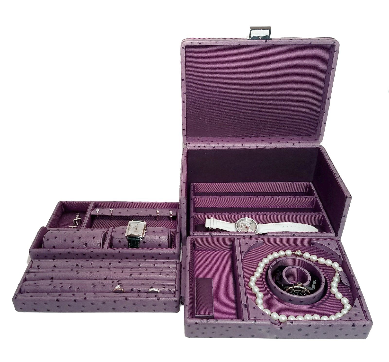 Scatola del Tempo Jewelry Storage Case Tesoro C Amethyst Ostrich