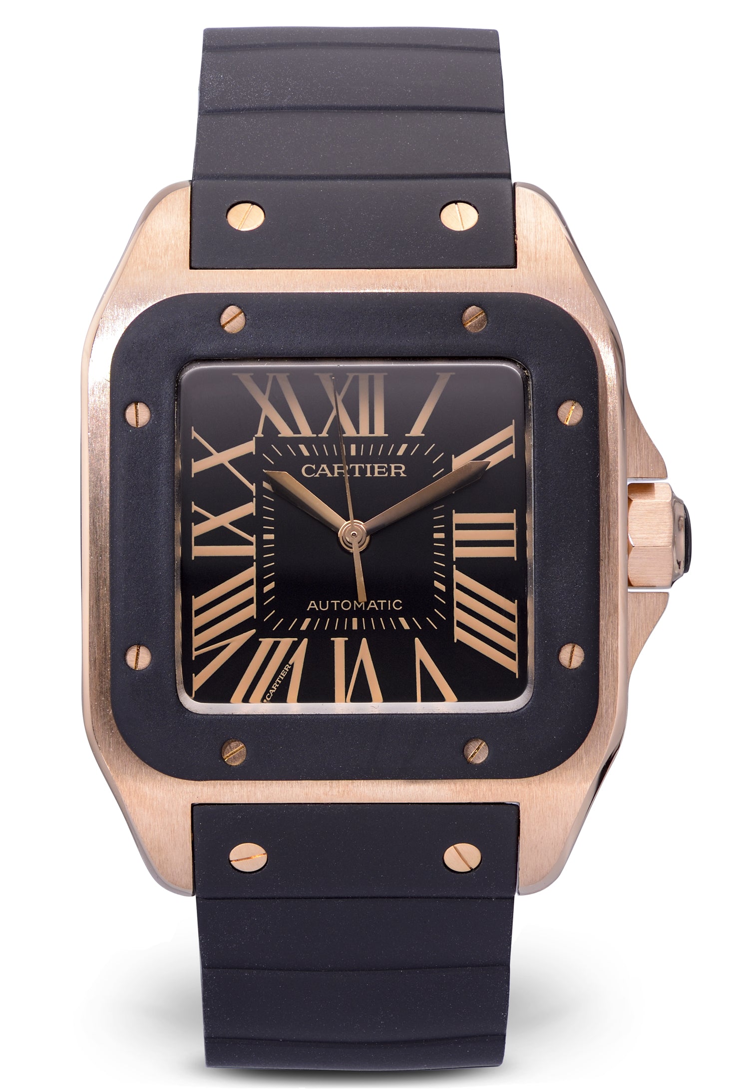 Cartier Santos 100 XL 18K Rose Gold Men's Watch Worldofluxuryus