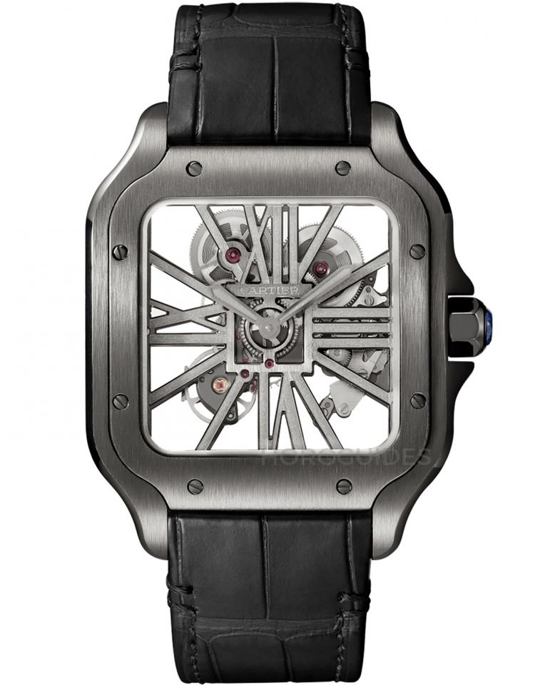 Cartier Santos Skeleton Black Steel Men's Watch