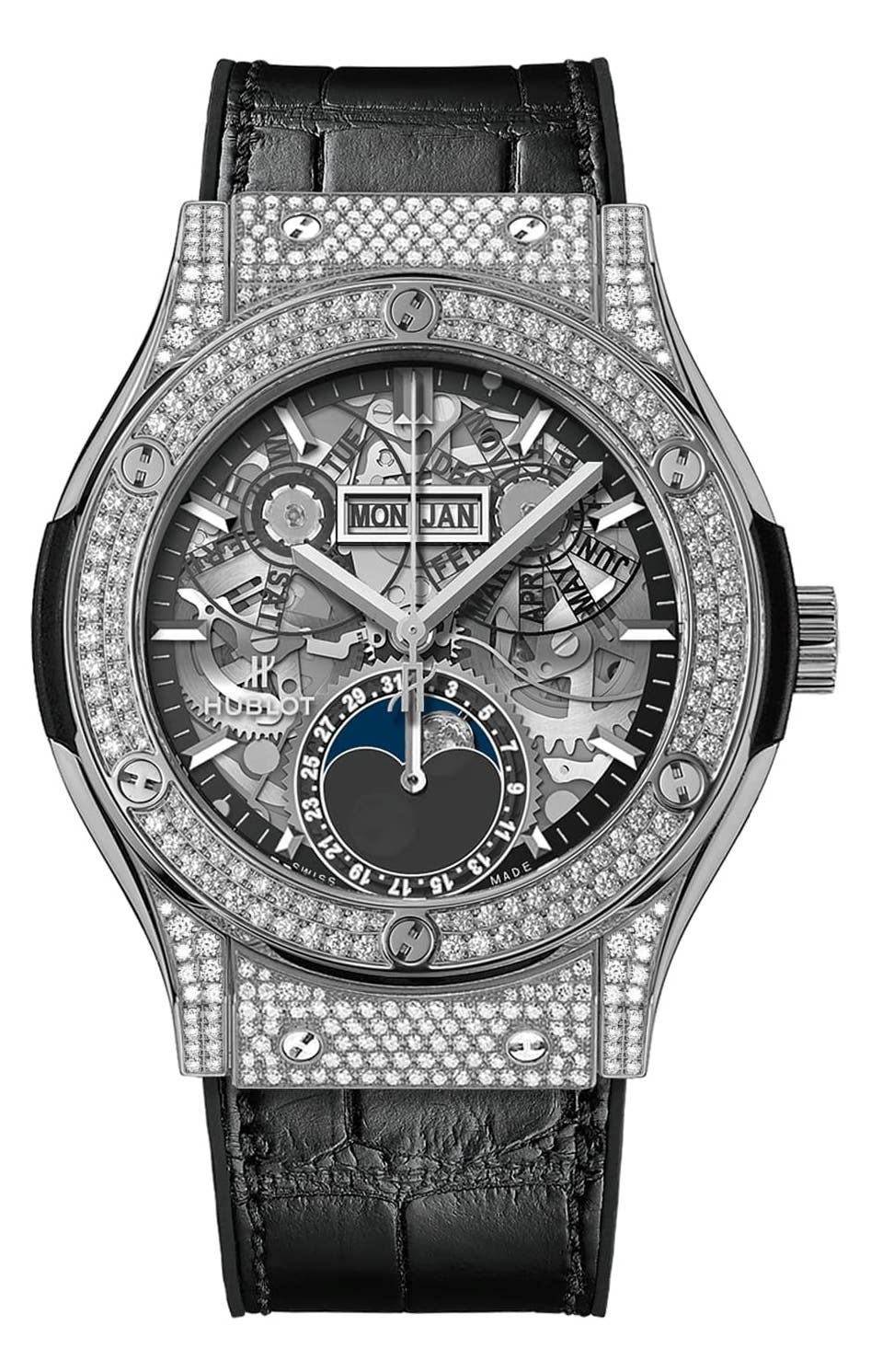 Hublot Classic Fusion 42mm Moonphase Titanium & Diamonds Unisex Watch