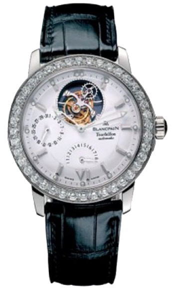 Blancpain Leman Tourbillon Power Reserve 18K White Gold & Diamonds Mens Watch