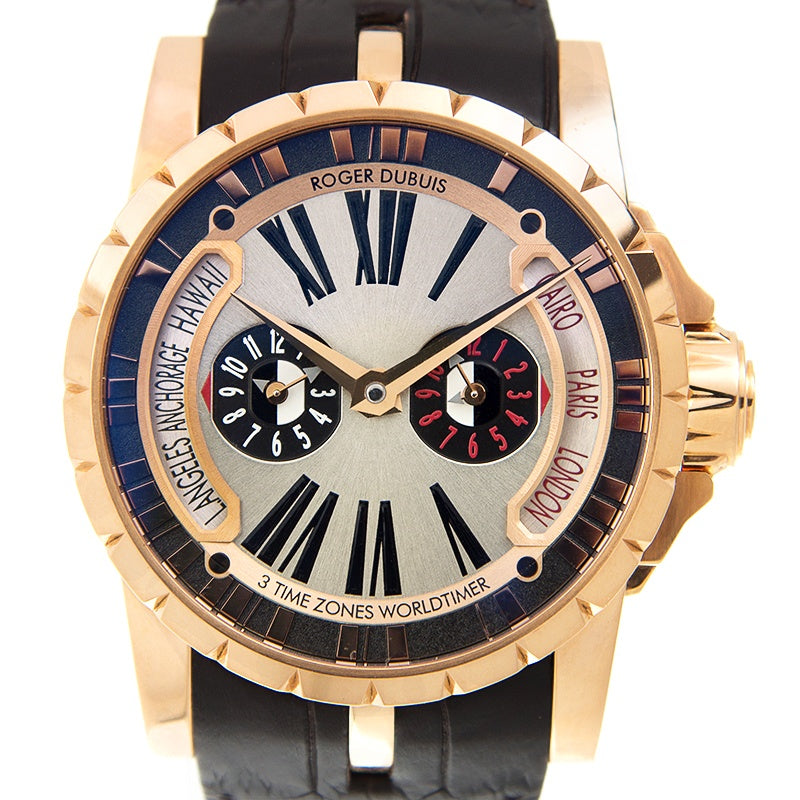 Roger Dubuis Excalibur Triple Time Zone 18K Rose Gold Men's Watch